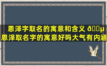 恩泽字取名的寓意和含义 🌵 (恩泽取名字的寓意好吗大气有内涵男孩名字精选)